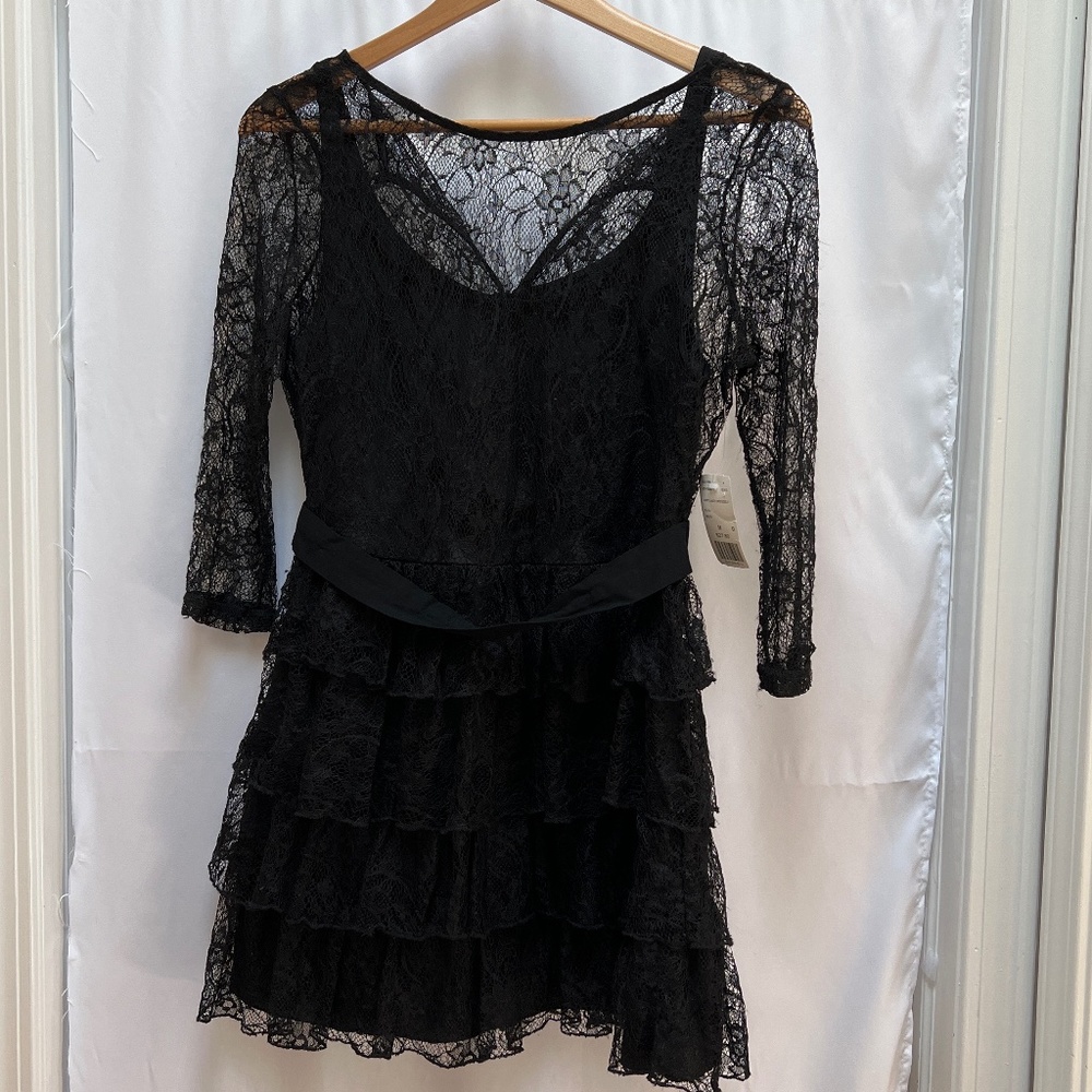 NWT Forever 21 Black Ruffled Lace Mini Dress (M)